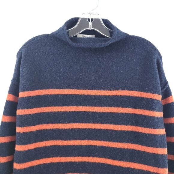MADEWELL Whitworth striped mock neck alpaca merino wool blend sweater - Picture 6 of 13